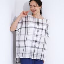 【S-LL体型カバー】インせず着られる ポンチョシルエット シアーチェックブラウス