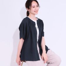 【S-LL】体型カバーも叶う 大人上品なコットンボイルブラウス