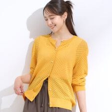 【S-LL】透かし編みが大人上品 マルチボタンニットカーディガン