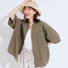 【S-LL】大人の抜け感 ビックポケット Vネックシャツ