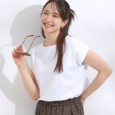 【洗えるS-LLひんやり】さらりと好印象　総針フレンチスリーブニット