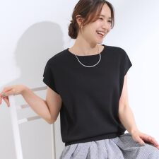 【洗えるS-LLひんやり】さらりと好印象　総針フレンチスリーブニット