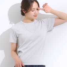 【S-LL】大人のラメ感 テレコ半袖トップス