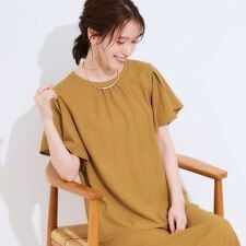 【セットアップ可ひんやりS-LL】きちんと感のあるフリル袖トップス