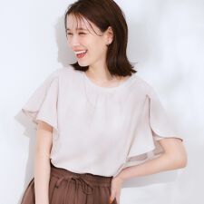 【セットアップ可ひんやりS-LL】きちんと感のあるフリル袖トップス