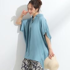 【ひんやり洗えるS-LL】すっきりきれいに体型カバー コクーンシルエットワンピース