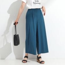 【S-LLひんやり】さらさらストレッチ ガウチョパンツ