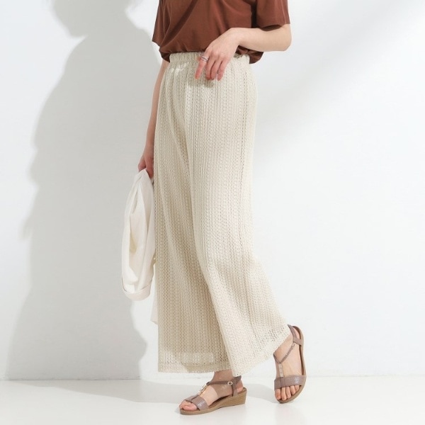 美品【REI】麗　ウール ワイドパンツ レースポケット　FREE　日本製 美品【REI】麗 ウール ワイドパンツ レースポケット FREE 日本製