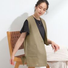 【S-LL】夏のレイヤードコーデに さらりと着られるメッシュジレ