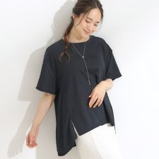 【S-LL洗える体型カバー5分袖】涼しくきれいに決まる Aライントップス