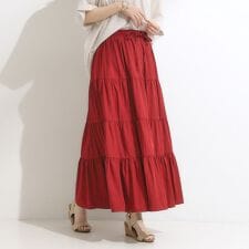 【洗えるS-LL】微光沢で華やかなティアードスカート