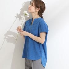 【S-LL】抜け感とすっきり見えを叶える 刺繍レース スキッパー襟トップス