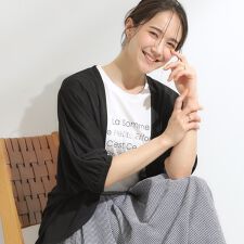 【UVさらさらタッチ】女性らしさ漂う 5分袖ボレロカーディガン