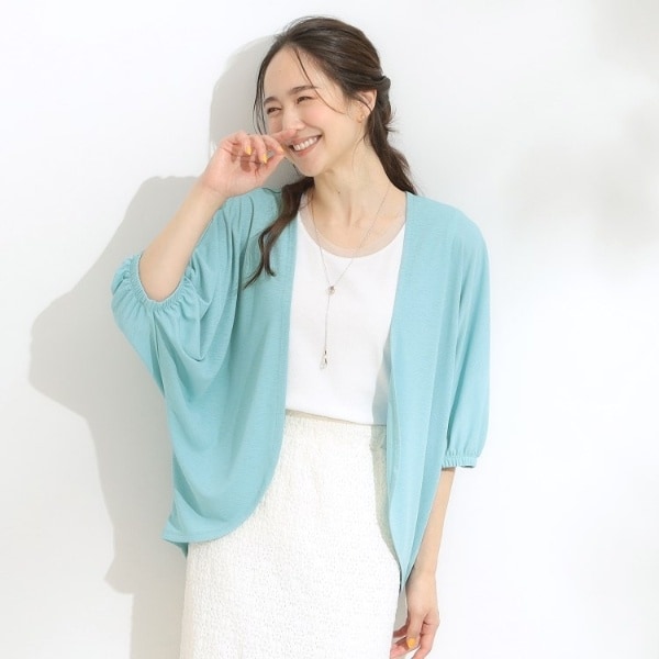 UVさらさらタッチ】女性らしさ漂う 5分袖ボレロカーディガン