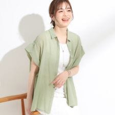【S-LL】さらシャリコットン 上品なシアー感のフロントボタンシャツ