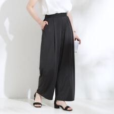 【S-LLひんやりUV】リラクシーな穿き心地 エアリーワイドパンツ