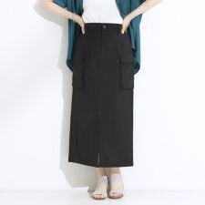 【S-LL】大人のきれいめカジュアルに 麻調カーゴナロースカート