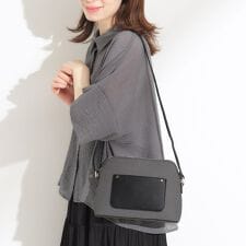 キャンバス風合皮ショルダーバッグ