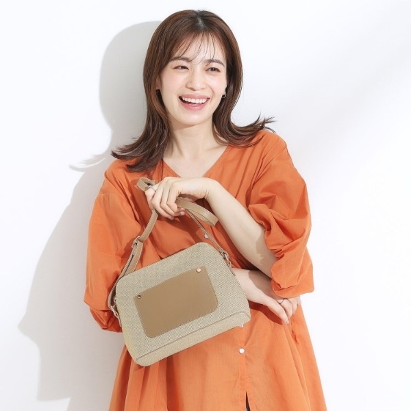 キャンバス風合皮ショルダーバッグ