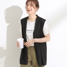 【S-LL2点セット体型カバーにも】着回しいろいろ ジレ＋ロゴTシャツ