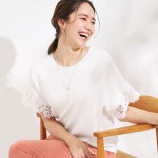 【S-LLひんやりUV】大人上品な お袖レースニット