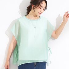 【洗えるS-LL】上品なシアー感 レイヤード風トップス
