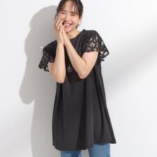【S-LL】上品華やか お袖レースチュニックトップス