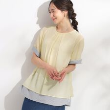 【洗えるS-LL】着るだけでコーデが決まる 裾レイヤードトップス