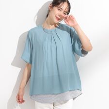 【洗えるS-LL】着るだけでコーデが決まる 裾レイヤードトップス