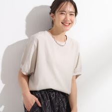 【洗えるひんやり洗濯後しわになりにくい】リブ切り替えドルマンブラウス