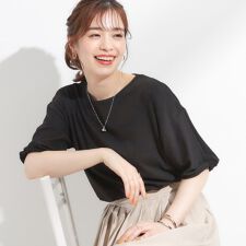 【ひんやり洗えるS-LL】袖ねじりシルケットトップス