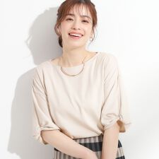 【ひんやり洗えるS-LL】袖ねじりシルケットトップス