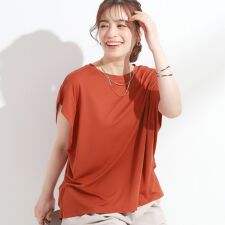 【S-LLひんやりUV】二の腕をきれいにカバー ショルダータックトップス