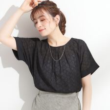 【S-LL】大人の上品な甘さ 刺繍レース切り替えトップス