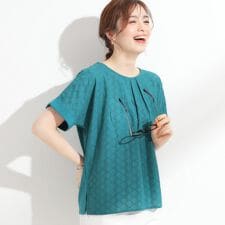 【S-LL】大人世代の上品な甘さ 刺繍レース切り替えトップス
