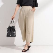 【S-LLひんやりUV】フロントボタンがアクセント マリン風ガウチョパンツ