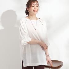 【S-LL】お袖デザインが華やか はしごレースチュニック