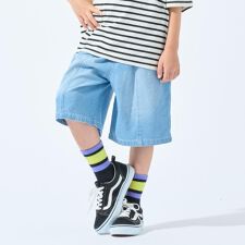 【100-150cmひんやり】デニムハーフパンツ