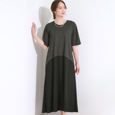 シューラルー(SHOOLARUE)の【S-LLひんやり体型カバー】さらりと着られる バイカラーAラインワンピース