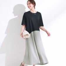 シューラルー(SHOOLARUE)の【S-LLひんやり体型カバー】さらりと着られる バイカラーAラインワンピース
