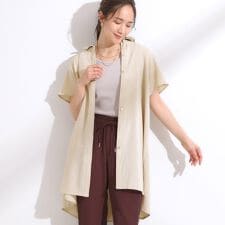 【S-LL体型カバー】さらりとしたタッチが心地よい バックギャザーブラウス