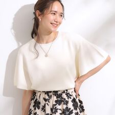 【ひんやりS-LL毛玉になりにくい】女性らしさ溢れる フレアスリーブニット