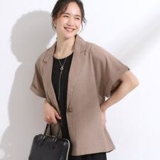 【S-LL】さらりと着たい大人のための 麻調半袖ジャケット