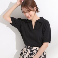 【S-LL洗える】大人の抜け感 スキッパーニット