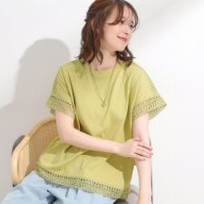 【S-LLひんやり】インせず決まる 楽してきれいなレース付きトップス