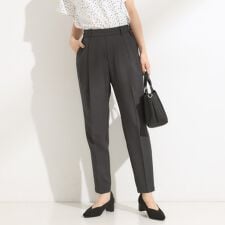 【S-LL】きれいめにもカジュアルにも 麻調テーパードパンツ