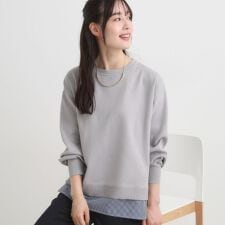 シューラルー(SHOOLARUE)の【S-LL洗える】一枚で簡単こなれ見え スポンディッシュ 裾レイヤード風ニット