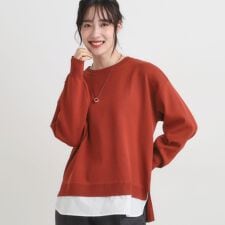 シューラルー(SHOOLARUE)の【S-LL洗える】一枚で簡単こなれ見え スポンディッシュ 裾レイヤード風ニット