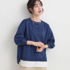 【S-LL洗える】一枚で簡単こなれ見え スポンディッシュ 裾レイヤード風ニット