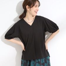 【S-LLひんやりUV】スキッパーネックで女性らしい きれい見えトップス